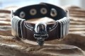 Armband leer skull horn bruin